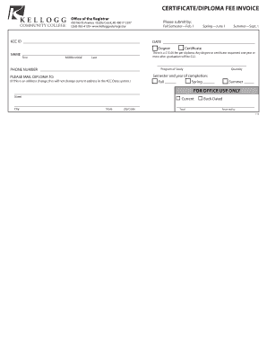 Certificate/Diploma Fee Invoice
