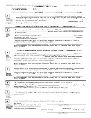 Illinois Voter Affidavit Form