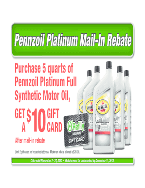 Pennzoil Platinum Mail-In Rebate Form