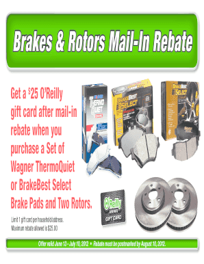Brakes & Rotors Mail-In Rebate Form