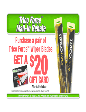 Trico Force Wiper Blades Mail-In Rebate Form