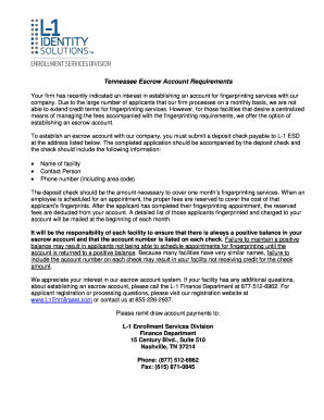 Tennessee Escrow Account Application