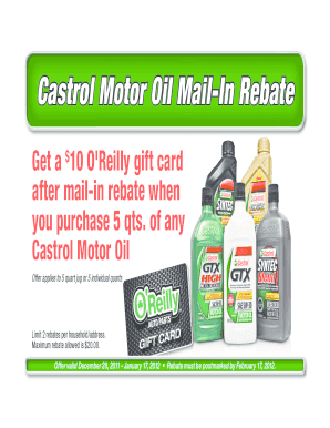 Castrol Motor Oil Mail-In Rebate Form