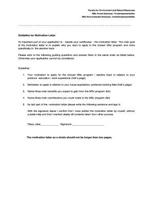 Motivation Letter for MSc Program