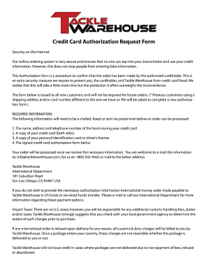 Credit Card Authorization Request Form