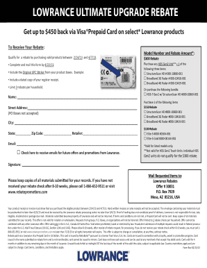 Lowrance Ultimate Upgrade Rebate Form
