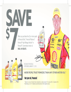 Pennzoil $7 Rebate Request Form