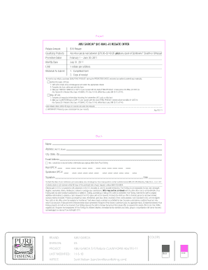 Abu Garcia $15 Mail-In Rebate Form