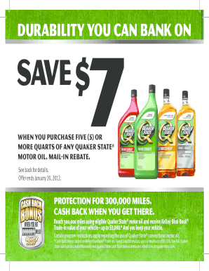 Quaker State Motor Oil Rebate Form