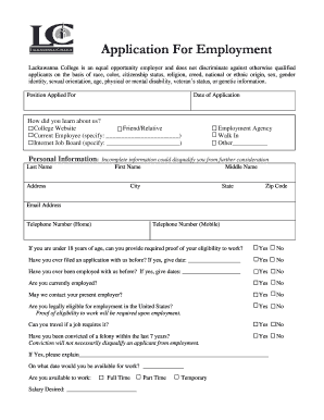 Lackawanna College Employment Application