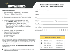Humminbird DI Unit Cash Rebate Form