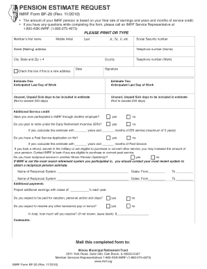 IMRF Pension Estimate Request Form
