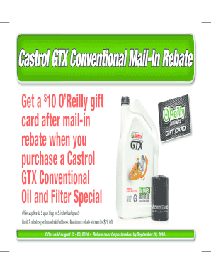 Castrol GTX Conventional Mail-In Rebate Form