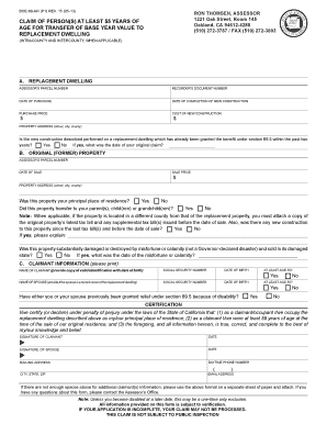 California Base Year Value Transfer Claim Form