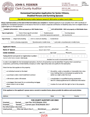 Ohio Homestead Exemption Application