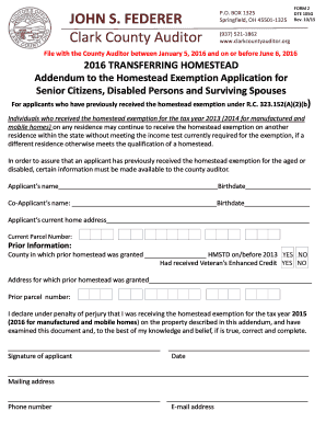 2016 Transferring Homestead Exemption Addendum