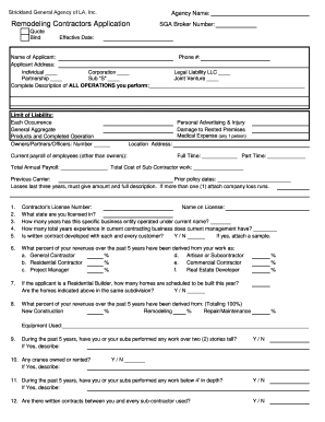 Remodeling Contractors Application
