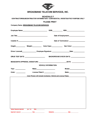 Contractor Subcontractor Information Form