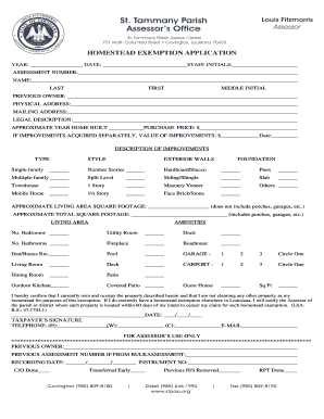 Louisiana Homestead Exemption Application