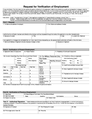 Request for Verification of Employment