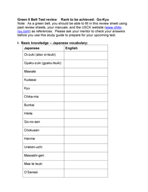 Green II Belt Test Review