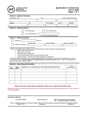 Application to Search by Fax or Mail
