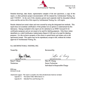 Architectural Testing NFRC 1022004 THERMAL PERFORMANCE TEST REPORT Rendered to: TUBELITE, INC