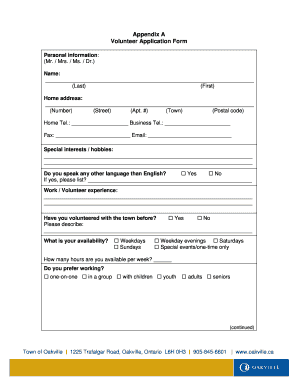 Volunteer Application Form
