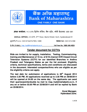 Tender document for CCTVs - Maharashtra Bank