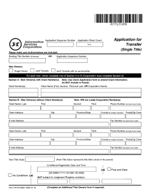 Application for Transfer of Title