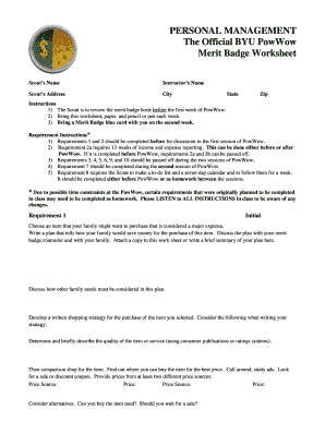 BYU PowWow Merit Badge Worksheet