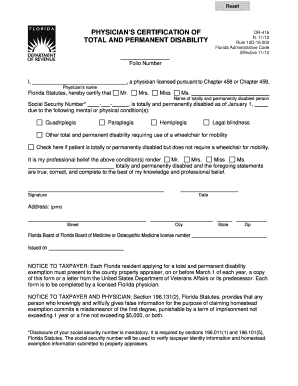 Physician Certification of Total and Permanent Disability