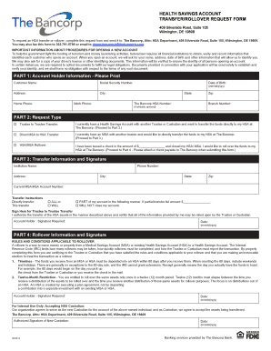Health Savings Account Transfer/Rollover Request Form