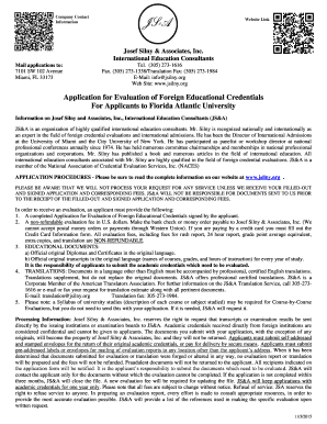 Application for Evaluation of Foreign Educational Credentials