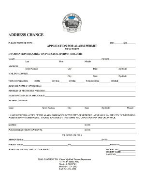 Application for Alarm Permit