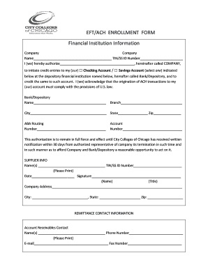 EFT/ACH Enrollment Form