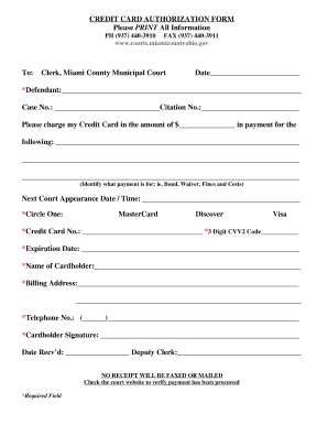 Credit Card Authorization Form