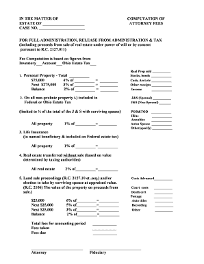 Ohio Estate Attorney Fee Computation Form