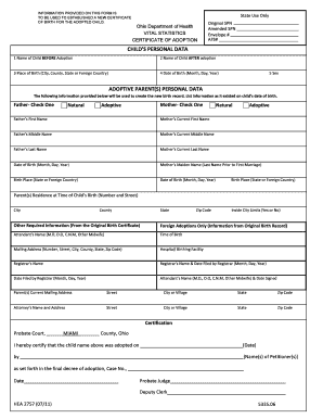 Ohio Adoption Certificate