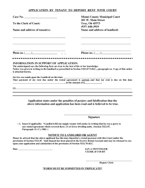 Tenant Rent Deposit Application