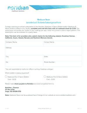 Medicare News Bulletin Subscription Form