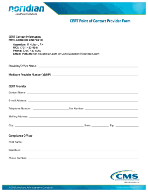CERT Point of Contact Provider Form