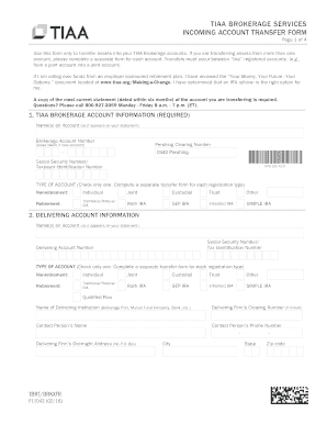 TIAA Brokerage Incoming Account Transfer Form