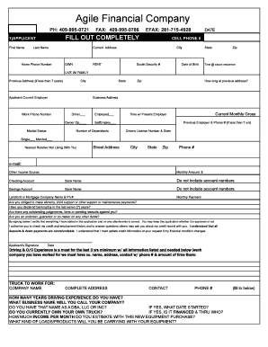 Truck Driver Employment Application