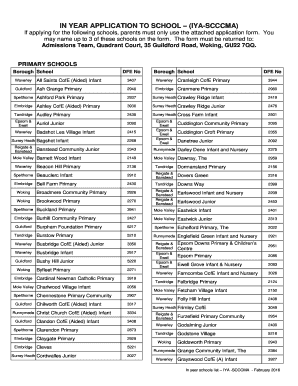 In Year Application to School Form