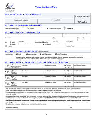 Vision Enrollment Form