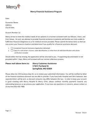 Mercy Financial Assistance Application
