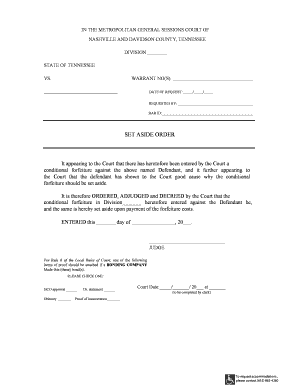 Tennessee Set Aside Order