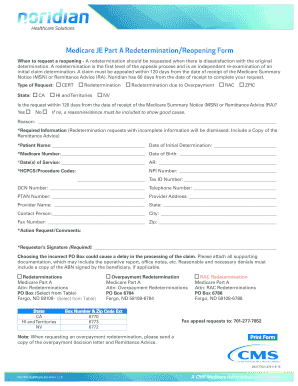 Medicare Part A Redetermination Form