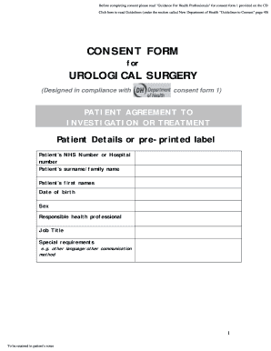 Urological Surgery Consent Form